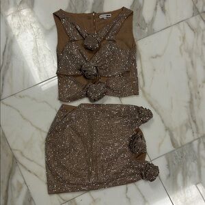 Fashion Nova Glittering Tan Kids Dress